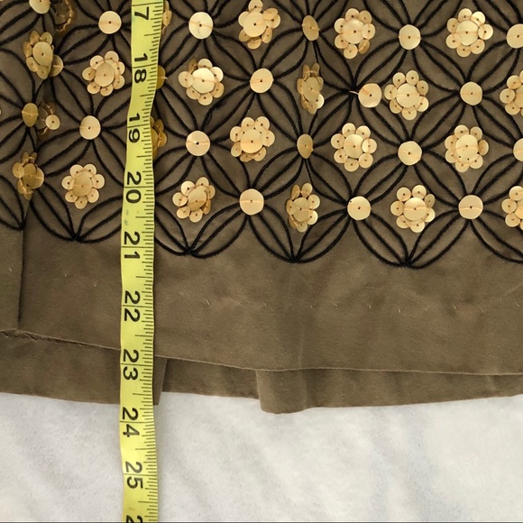 ALFANI Womens Silk Sequin Flare Skirt Brown Gold 6 - Picture 5 of 6